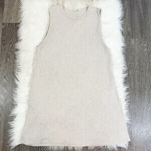 Reformation Womens Sleeveless Rib Knit Dress Size Large Oatmeal Sustainable